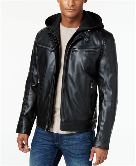 mens michael kors bomber jacket|michael kors leather biker jacket.